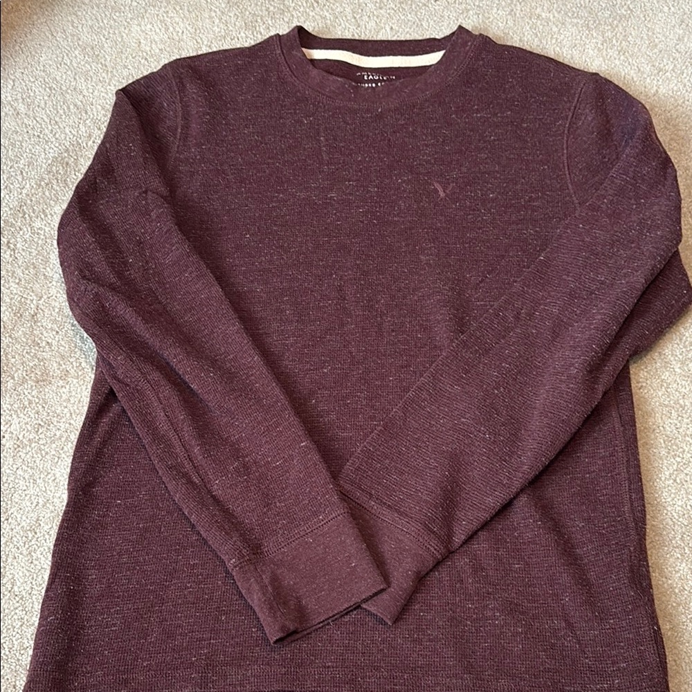 American Eagle Outfitters Burgundy Crewneck Sweater Classic Knit Design